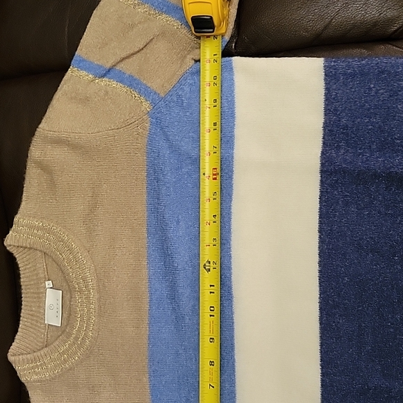 KAFFE Sweater L Blue White Cream Pink Stripes - Picture 13 of 13